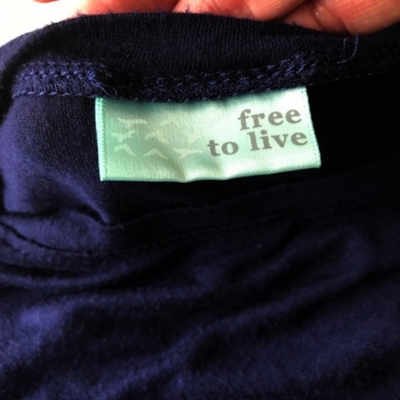 Free to Live Tunic Top One Size Retro Navy Blue - Picture 6 of 7